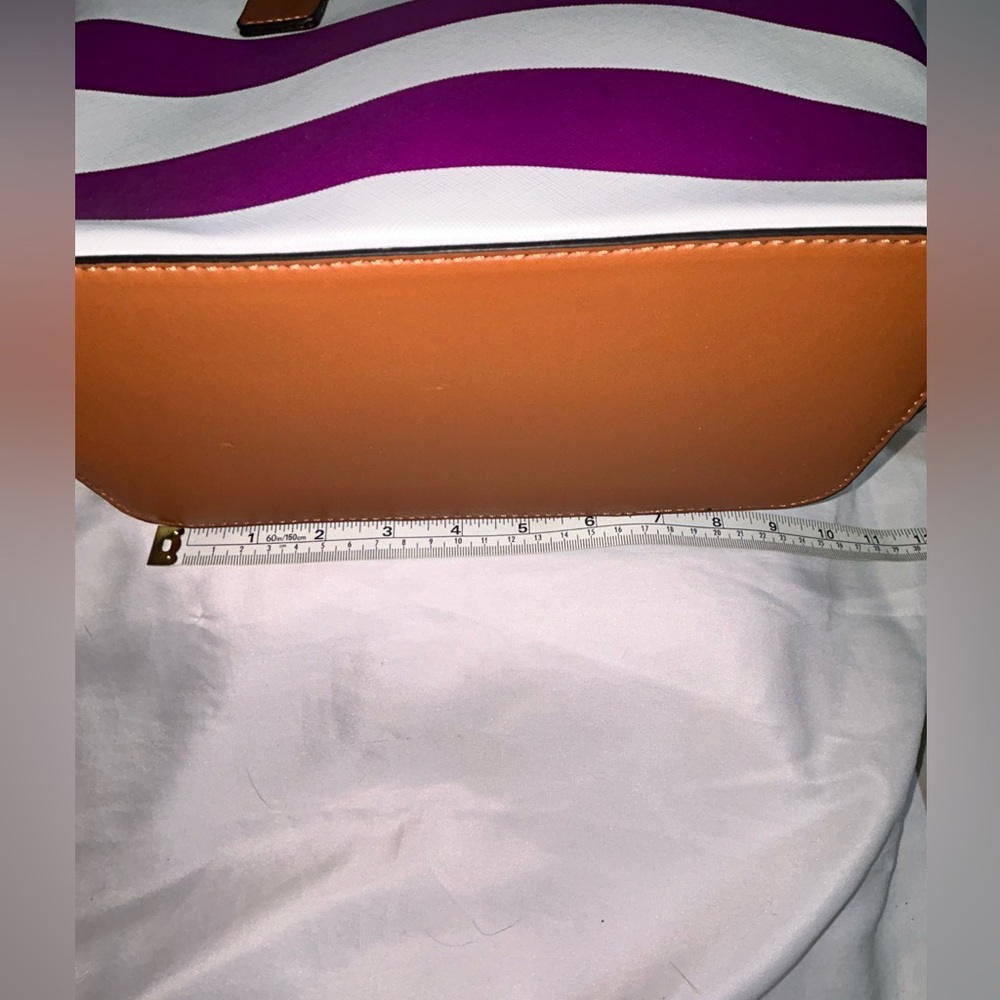 Purse NEW Purple and White Striped Women's Tote Bag Crossbody Spring Casual Chic - Picture 4 of 7